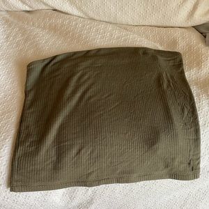 Navy green ribbed tube top
